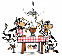 Vaches au restaurant