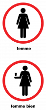 logo d'une femme sans verre et femme avec un verre